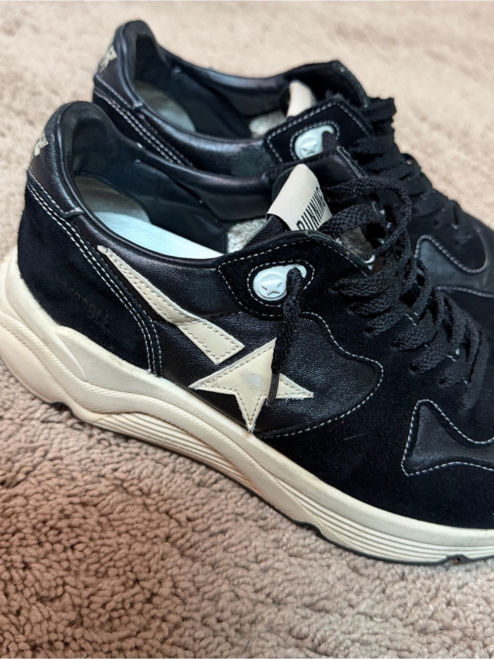 Golden Goose Black Sneakers with Cream Star Detail